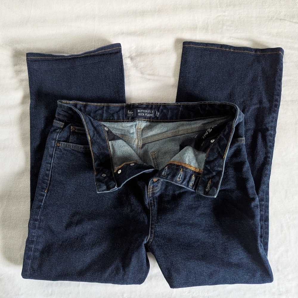 Boden Jeans Dark Wash Denim Button Fly Kick Flare High Rise Sz 10R Casual